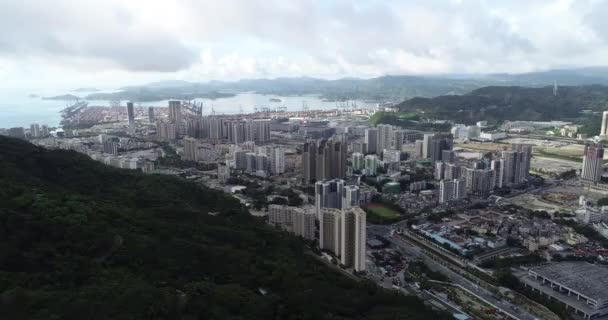 Piękne Zdjęcia Lotnicze Miasta Shenzhen Chinach Ciągu Dnia — Wideo stockowe