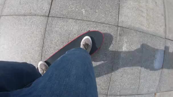 Puncak Tampilan Skateboarder Skateboarding Kota — Stok Video