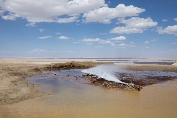 Sulfur fountain in Yardang landform landscape in west of china