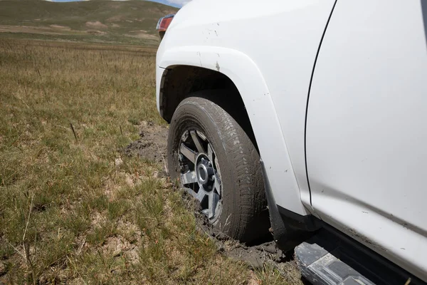 Suv Est Resté Coincé Dans Boue — Photo