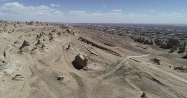 Aerial View Yardang Landform Landscape West China — Stock Video