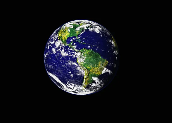 Nahaufnahme Der Erde Schwarzer Hintergrund Blauer Planet Globus Für Geographie — Stockfoto