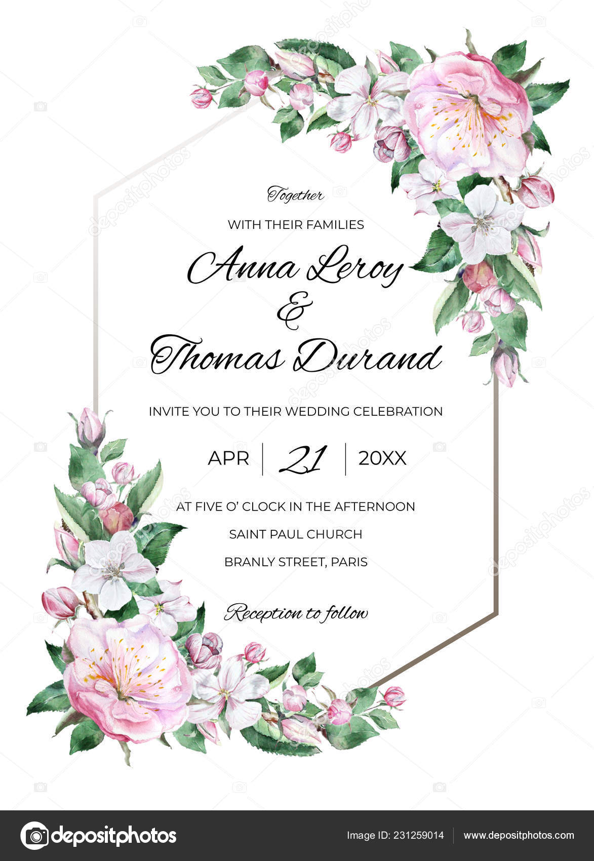 Wedding Floral Ornamental Invitation Poster Design Background Stock Photo  by ©ola_kuleshova@ 231259014