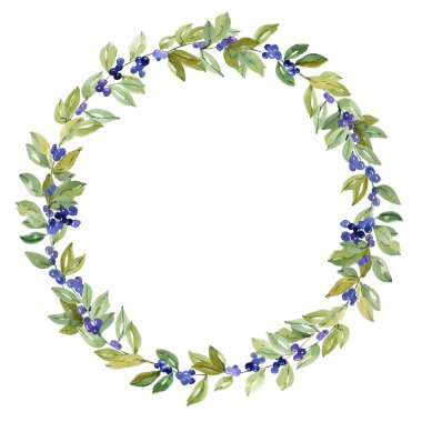 Suluboya çiçek yaban mersini çerçeve. Düğün davetiyeleri, sonbahar festivalleri, satış, tebrik kartları, okul kartları ve diğer sonbahar etkinlikleri için kullanılabilir.