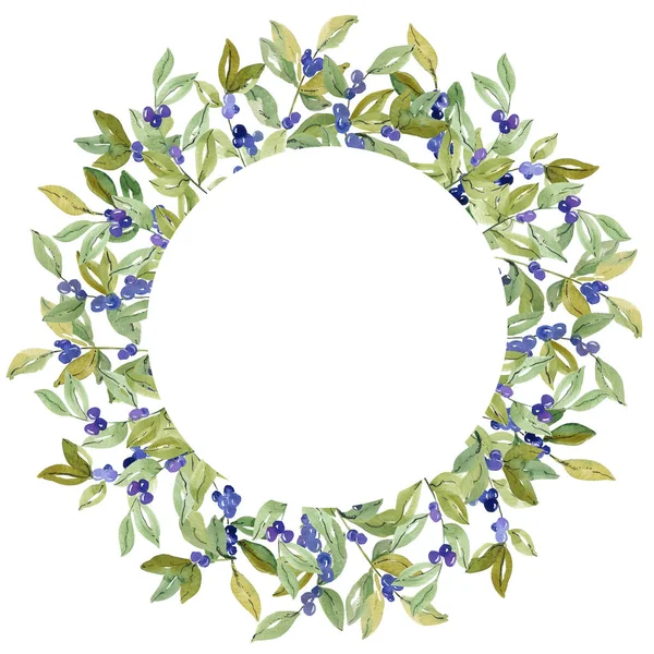 Aquarell Blumiger Blaubeerrahmen Könnte Für Hochzeitseinladungen Herbstfeste Verkäufe Grußkarten Schulkarten — Stockfoto