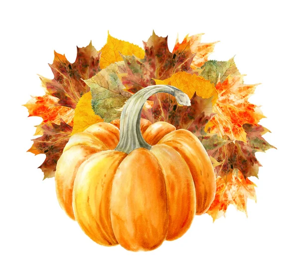 나뭇잎 카드와 Pumpkin Clipart 단풍나무 단풍나무 — 스톡 사진