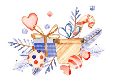 Suluboya mavi noel hazırlıkları. Tebrik kartları, bayram afişleri. Çocuk yuvası için Noel dekoru, ilk noel partisi.