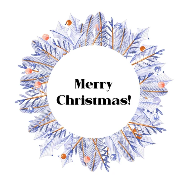Akwarelowe Niebieskie Aranżacje Świąteczne Kartki Życzeniami Szablony Świątecznych Banerów Dekoracja — Zdjęcie stockowe