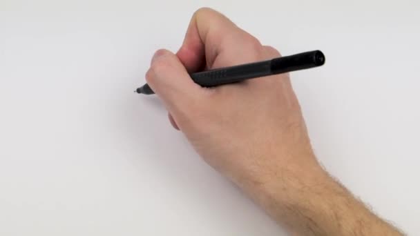Hand First Person Writes Phrases White Background — Stock Video