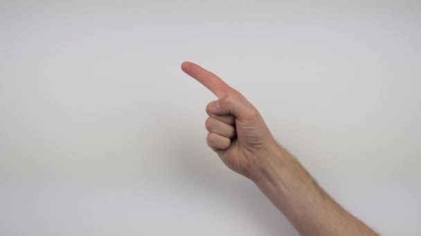 Hand White Background Shows Different Gestures — Stock Video