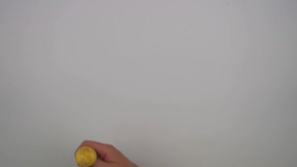 Hand Bitcoin White Background — Stock Video