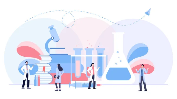 Biyolojik laboratuvar vektör illüstrasyon kavramı, laboratorium çalışan scientis , vektör şablonu arka plan izole, sunum için kullanılabilir, web, banner ui ux, açılış sayfası