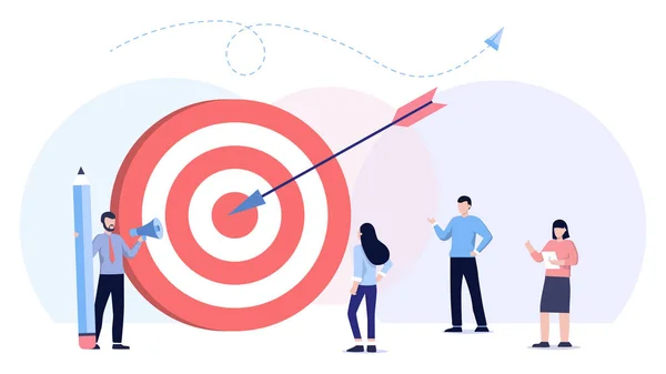 Büyük hedef, yönetici ve çalışanlar şirket hedefleri meşgul. Dahili pazarlama, şirket hedefleri promosyon, çalışan bağlılığı kavramı. Üstbilgi veya altbilgi afiş şablonu. Takım çalışması, liderlik