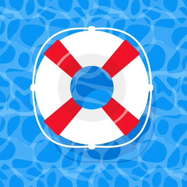 lifebouy ile yaz tatili illüstrasyon. su üzerinde yüzen kauçuk halka. aqua dokulu arka plan. Banner, poster şablonu. Parlak mavi su dalgalanması soyut vektör. Parıldayan tropikal su