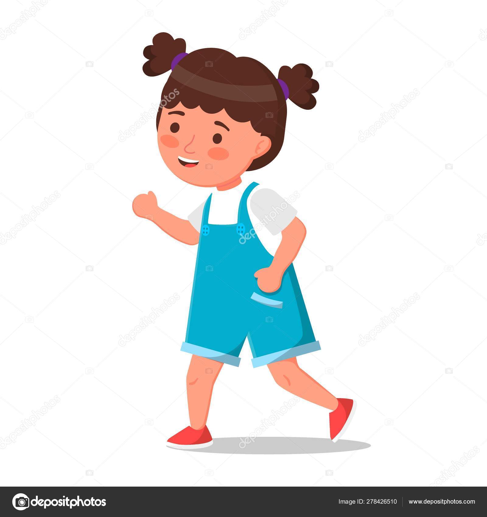 little girl in denim shorts