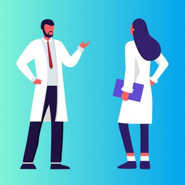 Erkek ve feamle doktor veya hemşire seti. Sağlık hizmetleri, bir doktora sor. Üniformalı terapistler. Jinekolog ve ürolog, tıbbi ekip konsepti. Tıbbi klinik personeli. hastane çalışanları birlikte duruyor