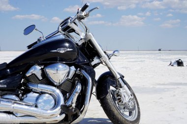 Tuz Gölü, tuz, Lake Baskunchak Rusya, motosiklet