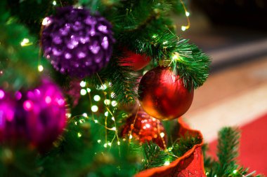 Chrismas ağaç, çam, yeni yıl, chrismas lighs dekore edilmiş