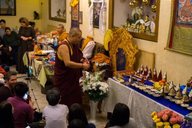 Moskova, Rusya - 5 Şubat 2019: Budistler Moskova'da yılbaşı kutlamak. Çin yeni yılı, Moskova.