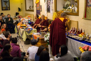 Moskova, Rusya - 5 Şubat 2019: Budistler Moskova'da yılbaşı kutlamak. Çin yeni yılı, Moskova.