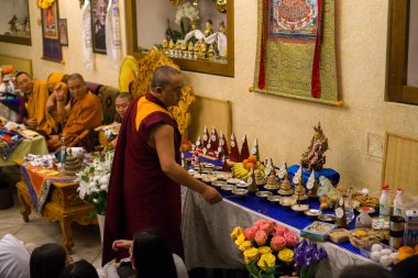 Moskova, Rusya - 5 Şubat 2019: Budistler Moskova'da yılbaşı kutlamak. Çin yeni yılı, Moskova.