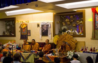 Moskova, Rusya - 5 Şubat 2019: Budistler Moskova'da yılbaşı kutlamak. Çin yeni yılı, Moskova.