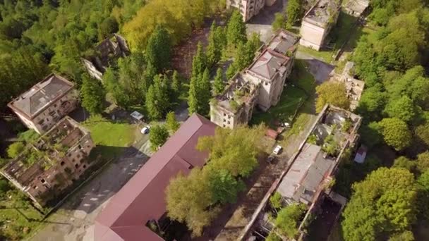 Abandoned City Ghost Town Akarmara Aerial Viewlocated Tkvarcheli Abkhazia Georgia — Stock Video