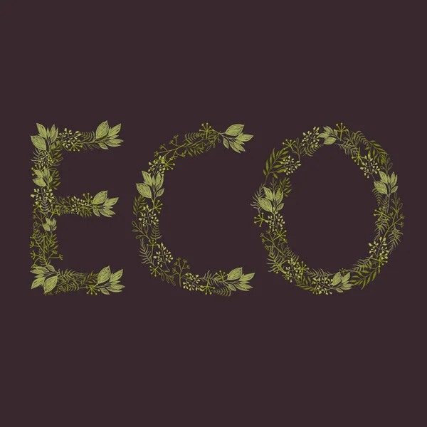 Schaffung Von Öko Aus Blättern Auf Dunklem Hintergrund — Stockfoto