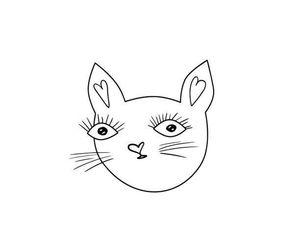 Dodle Adorable Cat Смешные Милые Огромные Нарисованные Вручную Иллюстрации Плаката — стоковое фото