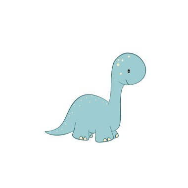Çizgi film dinozorunun renkli el çizimi karakteri. Dino elle çizilmiş klişe. Çocuk oyunu için izole edilmiş İskandinav çizgi filmi çizimi, kitap.