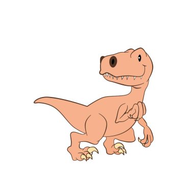 Çizgi film dinozorunun renkli el çizimi karakteri. Dino elle çizilmiş klişe. Çocuk oyunu için izole edilmiş İskandinav çizgi filmi çizimi, kitap.