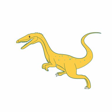Çizgi film dinozorunun renkli el çizimi karakteri. Dino elle çizilmiş klişe. Çocuk oyunu için izole edilmiş İskandinav çizgi filmi çizimi, kitap.