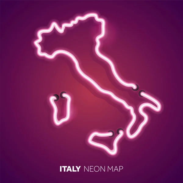 Mapa Luminoso Neón Italia — Vector de stock