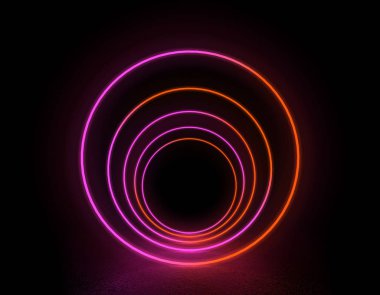 Modern Soyut neon parlak çizgiler arka plan. 3D render