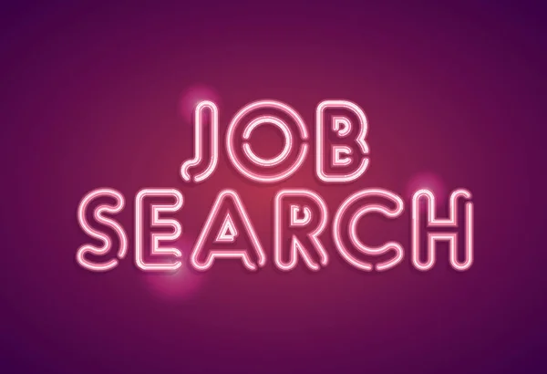 Job Search Neon Sinal Emprego —  Vetores de Stock