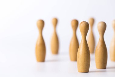 İş takım uman kaynakları kavramı. birlikte ayakta ahşap blok rakamlar.