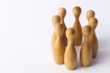 İş takım uman kaynakları kavramı. birlikte ayakta ahşap blok rakamlar.