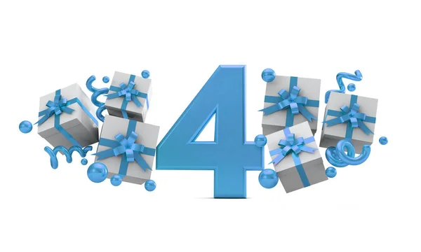 Numero Numero Festa Compleanno Blu Con Scatole Regalo Rendering — Foto Stock