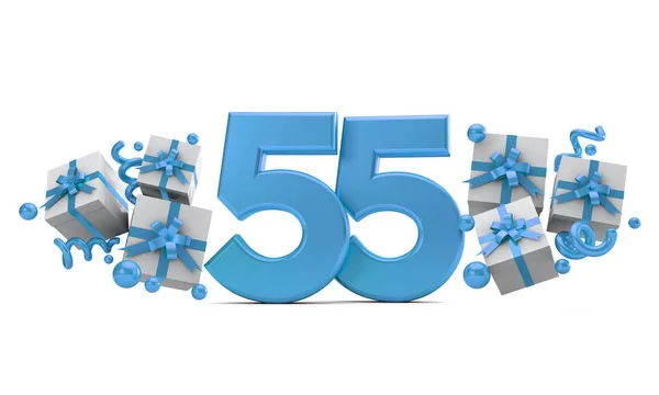 Numero Numero Festa Compleanno Blu Con Scatole Regalo Rendering — Foto Stock
