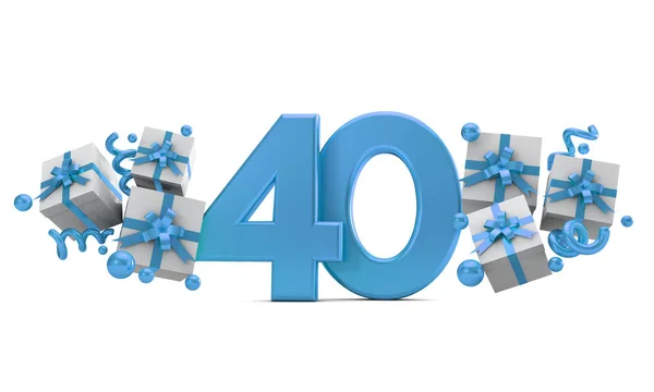Número Número Celebración Cumpleaños Azul Con Cajas Regalo Renderizado —  Fotos de Stock