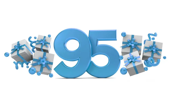 95号蓝色生日庆祝号码与礼品盒 — 图库照片