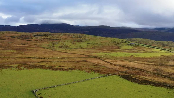 Overhead Aerial View Countryside Mountains North Wales — Stock Photo, Image