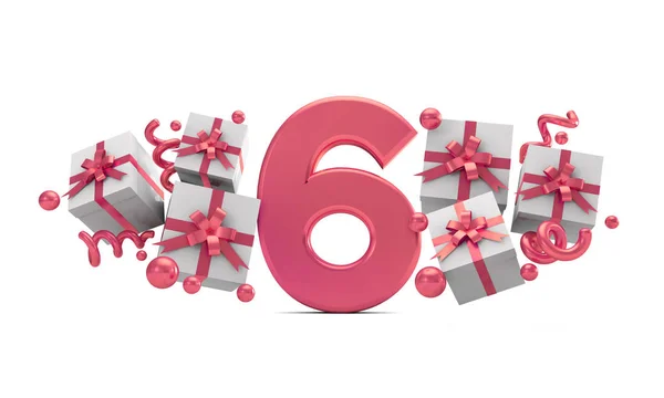 Nummer Roze Verjaardagsviering Nummer Met Geschenkdozen Rendering — Stockfoto
