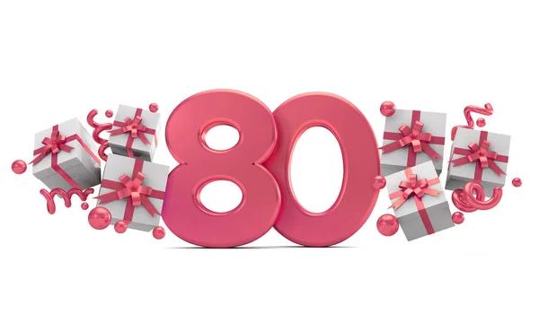 Номер Розовый Номер Дня Рождения Подарочными Коробками Рендеринг — стоковое фото