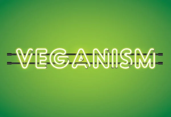 Veganismo Neon Mensagem Iluminação Florescente Fundo Verde —  Vetores de Stock