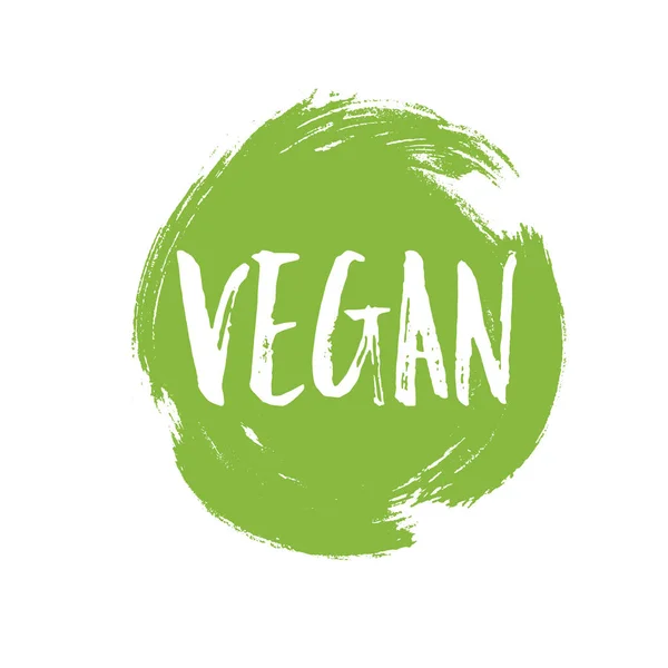 Insignia Emblema Grunge Verde Circular Vegano — Archivo Imágenes Vectoriales