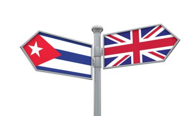 Küba ve İngiltere etmek. Farklı yönlere hareket ediyor. 3D render