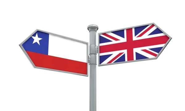 Chile Velká Británie Rozcestník Pohybující Různých Směrech Vykreslování — Stock fotografie