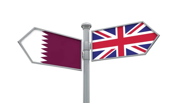 Katar Egyesült Királyság Guidepost Mozog Különböző Irányokba Leképezés — Stock Fotó