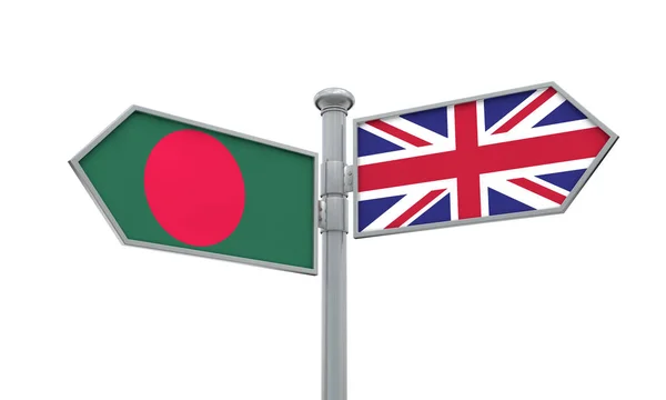 Bangladesh United Kingdom Guidepost Moving Different Directions Rendering — Stock Photo, Image